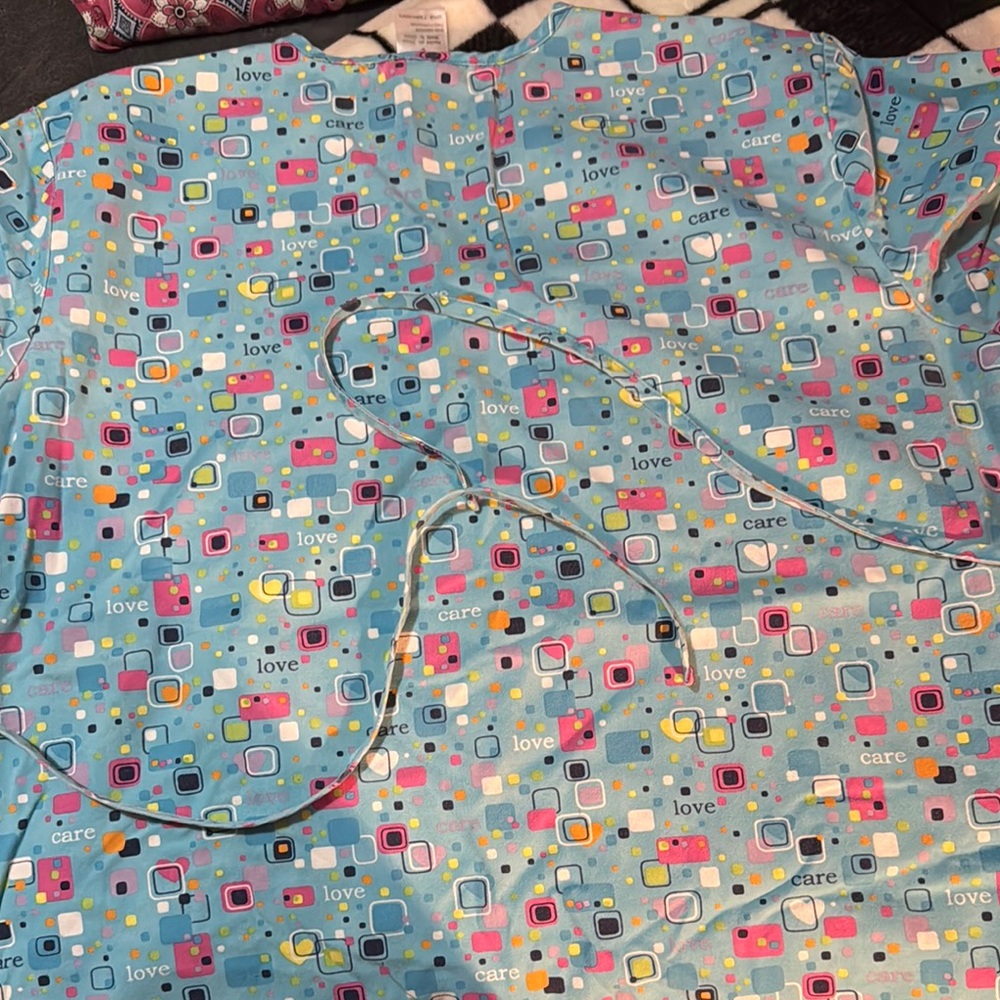 Colorful Patterned Scrub Top - Picture 2 of 2